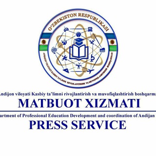 Telegram kanalining logotibi andkasbhunar — Andijon viloyati Kasb-hunar ta'limi Matbuot xizmati