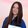 Логотип телеграм канала @belucky_english — английские заметки Алекс