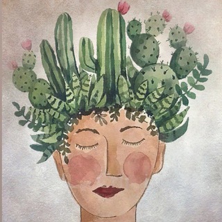 Логотип телеграм канала @cactus_art_therapy — "ЦВЕТУЩИЙ КАКТУС" пространство для тех, кто хочет заниматься саморазвитием и самопознанием.