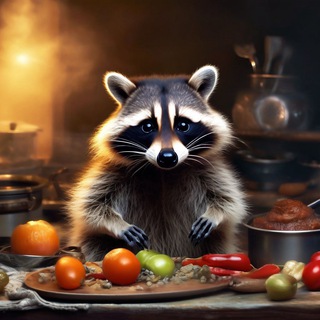 Логотип телеграм канала @cooking_raccoon — Готовим с енотом вкусно