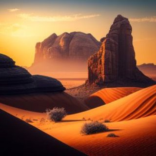 Логотип телеграм канала @desertlands — Пустынные пейзажи by ChatGPT
