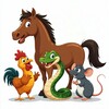 Логотип телеграм канала @familys_animal — Семья, обычная семья- лошадь, крыса и змея😁