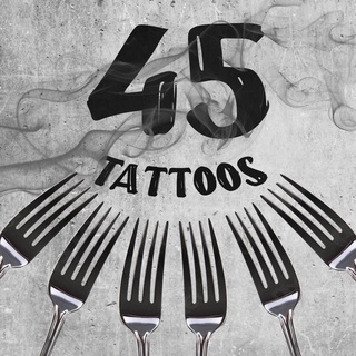 Логотип телеграм канала @fork_tattoos_45 — 45 татуировок вилочника
