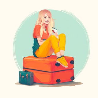 Логотип телеграм канала @girlandsuitcase — Блондинка с чемоданом