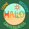 Логотип телеграм канала @hallo_deutsch_unterwegs — HALLO! Deutsch? Изучайте немецкий на ходу!