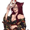 Логотип телеграм канала @kitsune_katana — кицунэ с катаной
