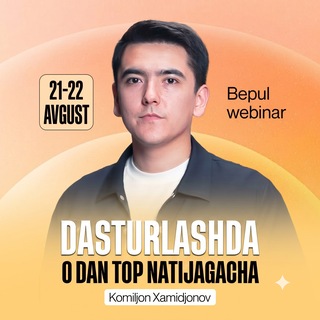 Telegram kanalining logotibi komiljonxamidjonov_0dan — START 8-SENTYABR!!! | PRO DASTURLASH 2026