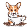 Логотип телеграм канала @korgycoffee — Кофе и Коржик: корги-кофейня