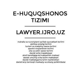 Telegram kanalining logotibi lawyerbuxoro — E-HUQUQSHUNOS | LAWYER.IJRO.UZ