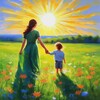 Логотип телеграм канала @momgrowup — За руку с малышом