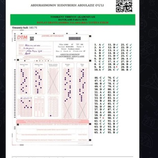 Telegram kanalining logotibi rasmiydtm_dtm_test — Mandat.dtm.uz Rasmiy Imtihon Natijalari