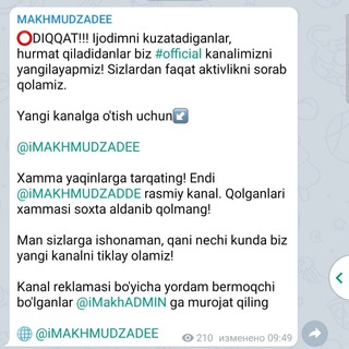 Telegram kanalining logotibi realmakhmudzadee — MAKHMUDZADEE
