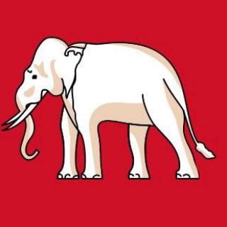 Логотип телеграм канала @red_white_elephant — КРАСНО-БЕЛЫЙ СЛОН