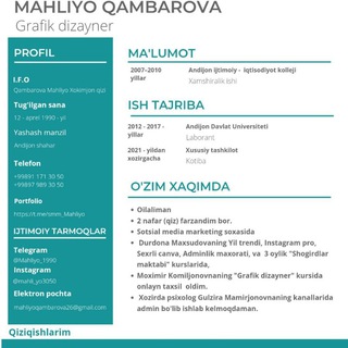Telegram kanalining logotibi smm_mahliyo — Mahliyo portfolio smm