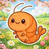 Логотип телеграм канала @stikershrimp — эмодзи, нейроэмодзи, нейростикеры от креветки | на заказ