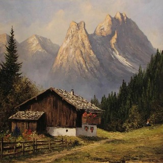 Логотип телеграм канала @themount — домик в горах