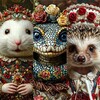 Логотип телеграм канала @trytvory — ТРИ ТВОРЧЕСТВА-ТРИ СЕСТРЫ 🐭🐍🦔 Игрушки ручной работы.🎄🎄🎄