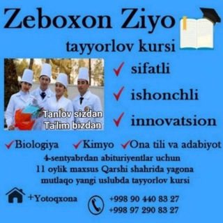 Telegram kanalining logotibi zeboxonziyo — "Zeboxon Ziyo "Mashhura Obidova biologiya va kimyo.