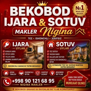 Telegram chat Bekobod ijara uylari N1 logo