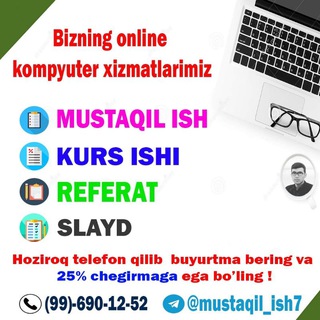 Telegram chat Mustaqil ish Slayd Prezintatsiya logo